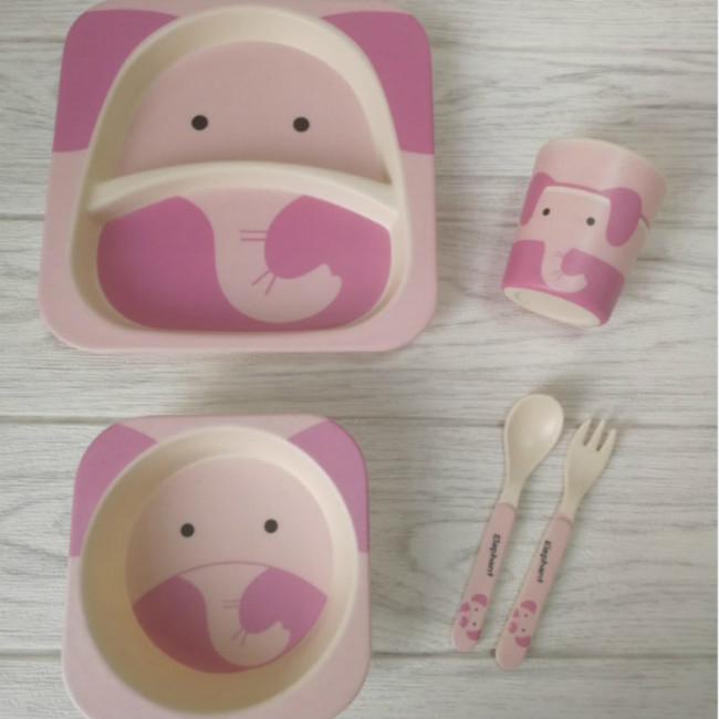 مجموعة أدوات مائدة للأطفال مصنوعة من ألياف الخيزران للأطفال 2