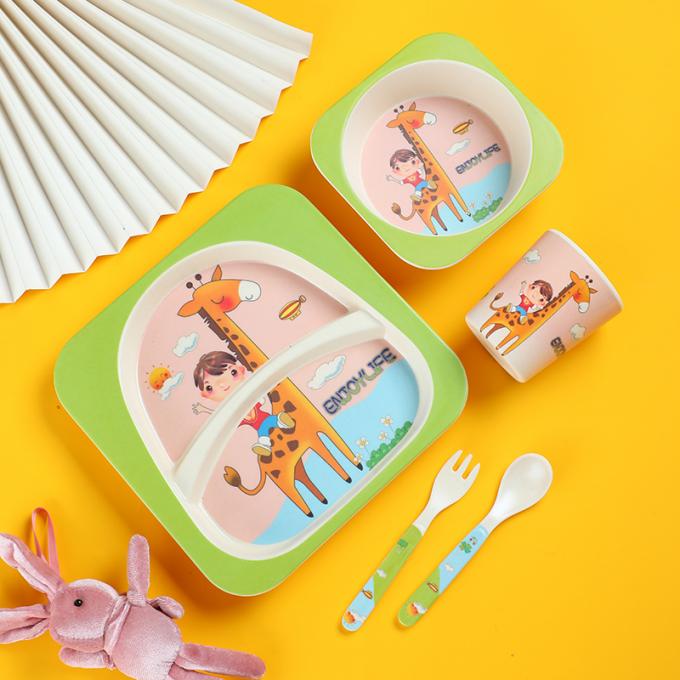 أدوات المائدة المصنوعة من ألياف الخيزران من الميلامين للأغذية كهدية للأطفال 3