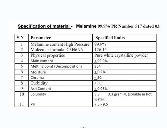 مسحوق راتنج الميلامين الأبيض 99.8٪ من MSDS لأدوات المائدة 0